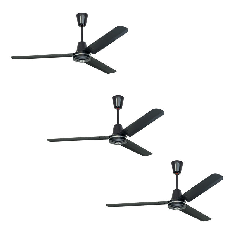 Paquete De 3 Ventiladores Copacabana Ii Negro Aspas De Acero