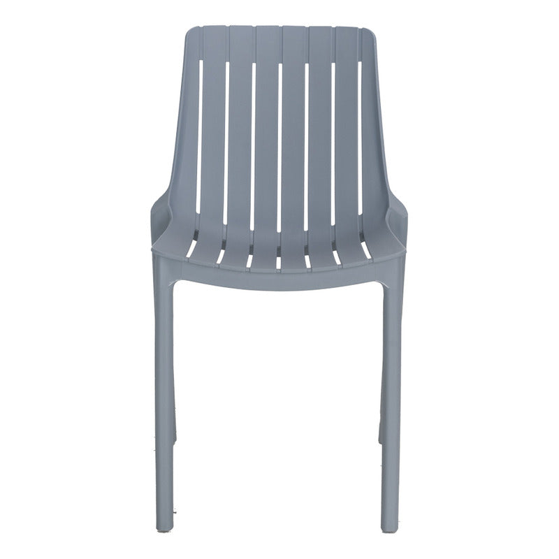 Silla De Comedor Stripe Apilable Plástico Color Gris Moderna
