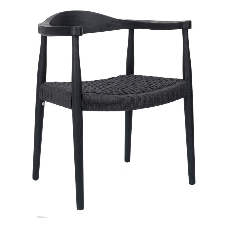 Silla De Comedor Reno Negro / Negro Madera Solida De Olmo