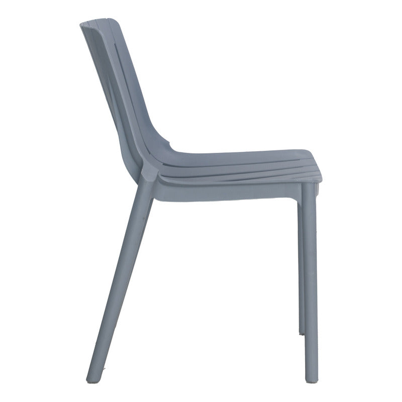 Silla De Comedor Stripe Apilable Plástico Color Gris Moderna