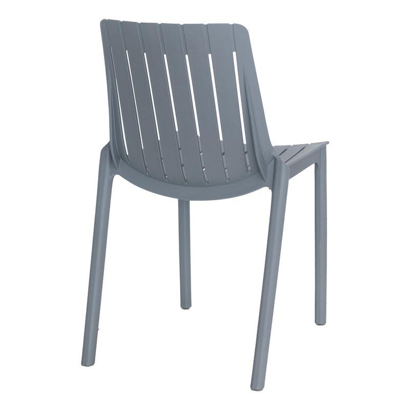 Silla De Comedor Stripe Apilable Plástico Color Gris Moderna