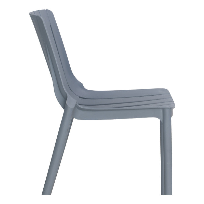 Silla De Comedor Stripe Apilable Plástico Color Gris Moderna