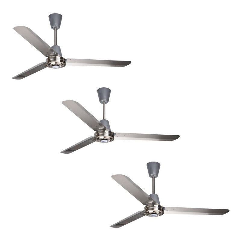 Paquete De 3 Ventiladores Copacabana Il, Níquel, 3 Aspas.