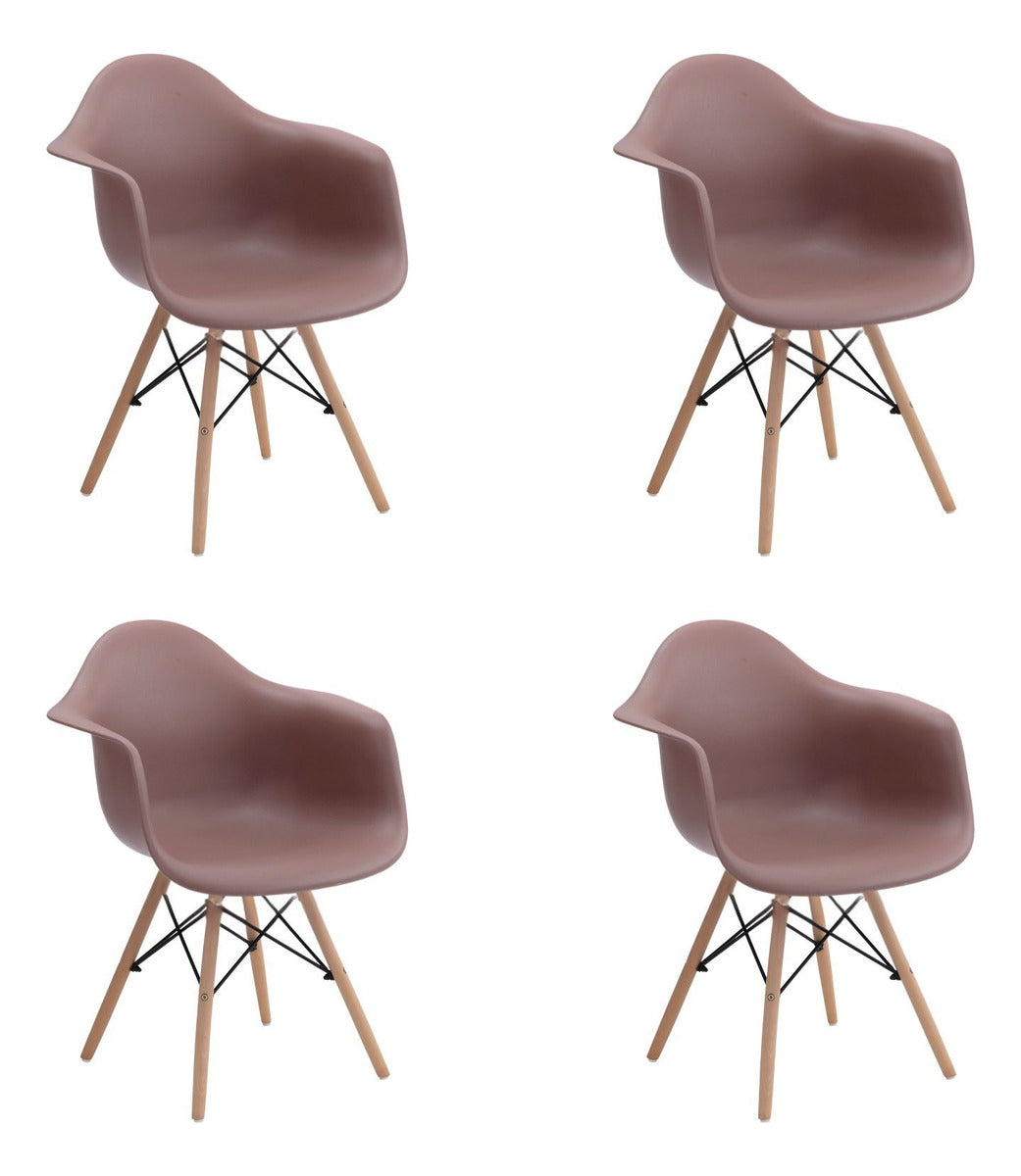 Sillas Minimalistas Eames Arm Paquete De 4 Unidades marron