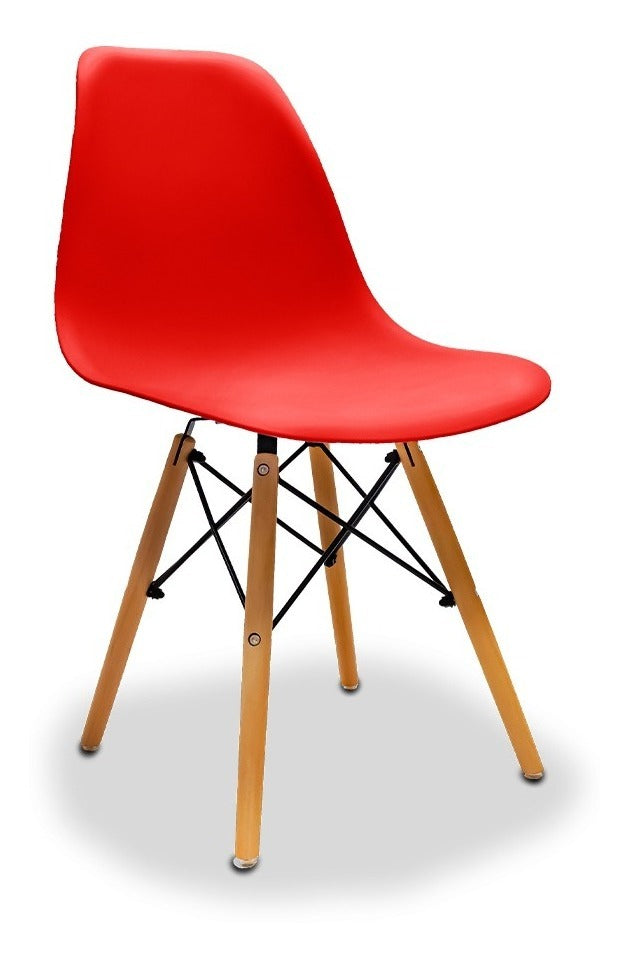 Sillas Minimalistas Eames, Paquete De 4 Unidades de color rojo