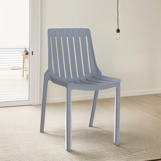 Silla De Comedor Stripe Apilable Plástico Color Gris Moderna