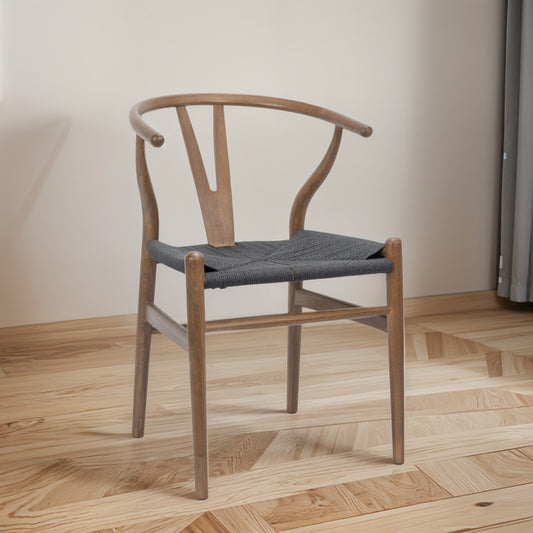 Paquete De 2 Silla Wishbone Color Nogal Con Asiento Negro
