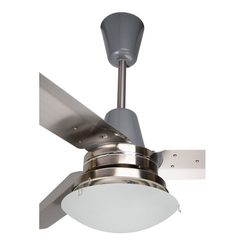 Ventilador Copacabana3 Conluz Niquel, 3 Aspas Acero Inox,56
