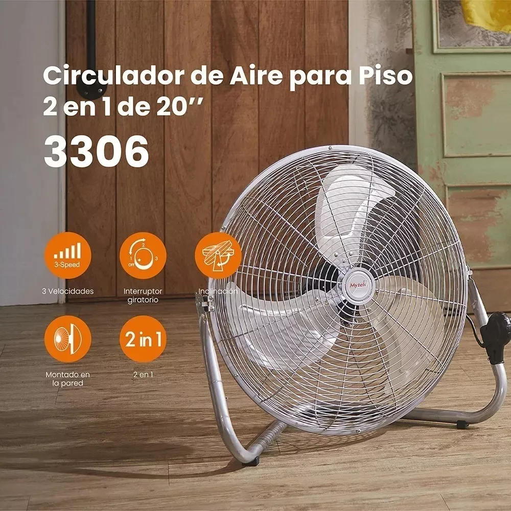 Ventilador Piso Pared Mytek 3306 Metal 20 Pulgadas 190w 127v